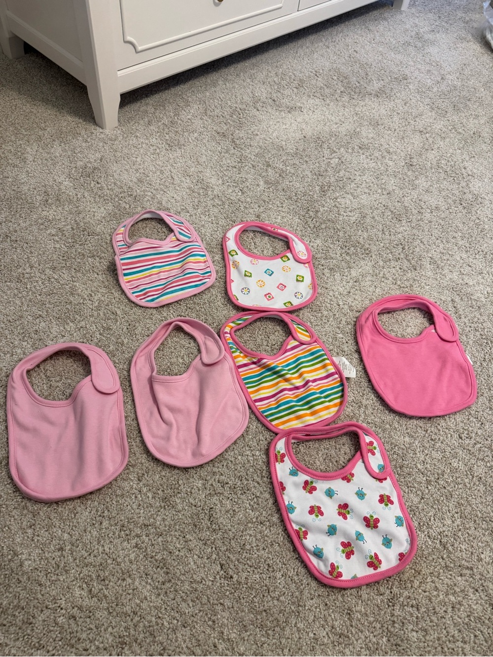 Baby Pink Multi-Pattern Bib Set - Pack of 7